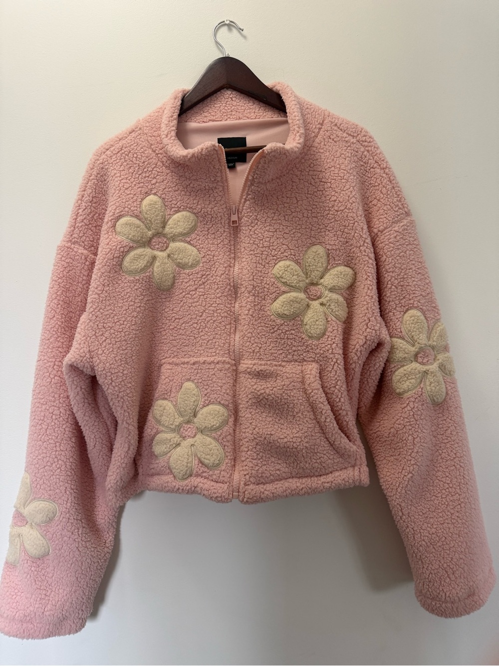 Pink Flower Sherpa Zip Jacket